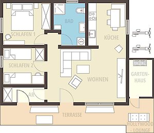 Grundriss-Skizze - Ferienwohnung im Bayerwald Feriendorf